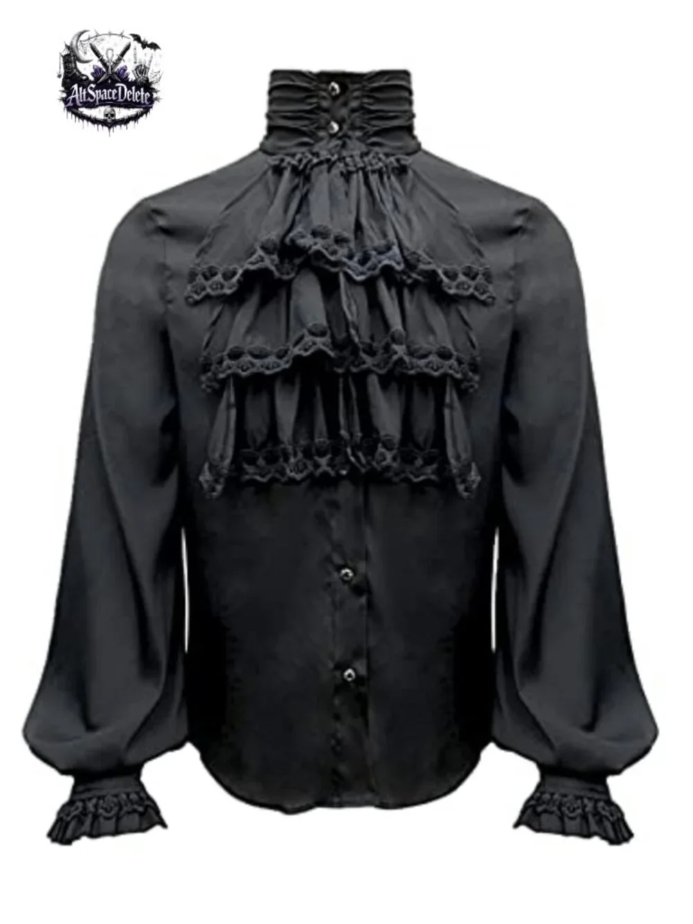 Men's Renaissance Gothic Pirate Shirt Long Sleeve Lace Flared Cuffs Ruffle Front